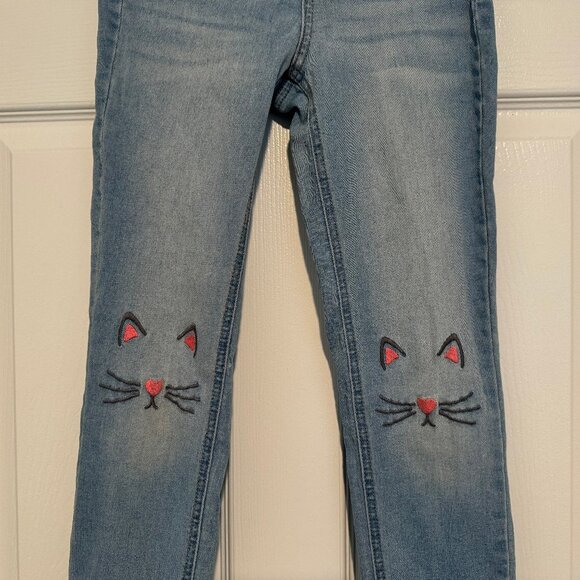 Justice Girls Embroidered Kitty Cat Light Wash Pull On Jeggings Size 10 EUC - Picture 4 of 12